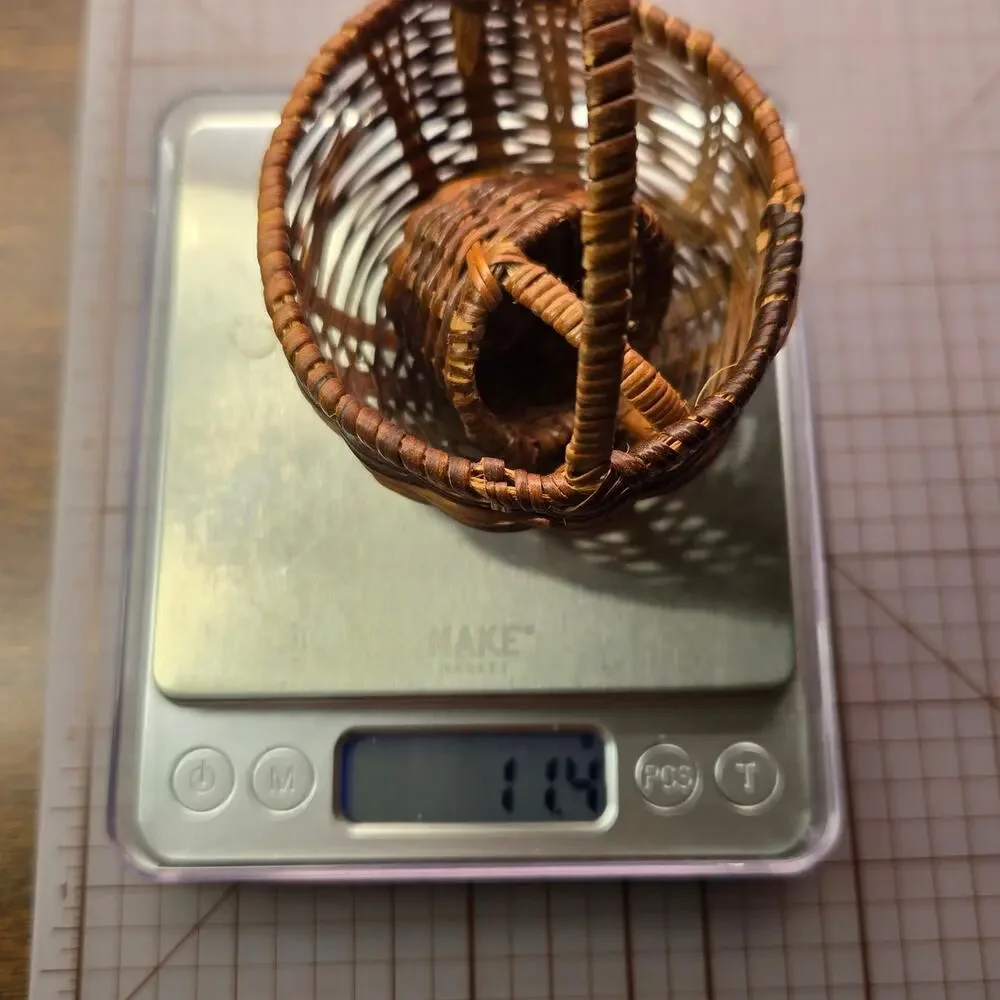 Vintage Miniature Woven Baskets Pair Set 2